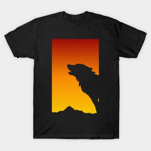 Retro Sunset Wolf Howl - Wolf Head - Wolf Lover - Howling Howl T-Shirt